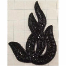 Load image into Gallery viewer, Designer Motif Black Leaf Sequin and Beads Applique 6&quot; x 4&quot;