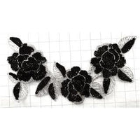 Flower Neck Line with Black and Silver Sequins and Beads 12