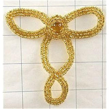Load image into Gallery viewer, Design Motif with Gold Beads and Gold Rhinestone 3.5&quot; x 3.5&quot;