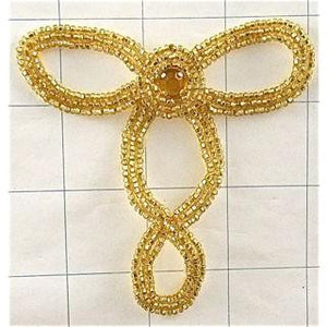 Design Motif with Gold Beads and Gold Rhinestone 3.5" x 3.5"