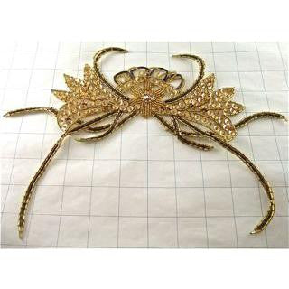 Designer Motif Crab Shaped Gold Sequins Beads and Rhinstones 7