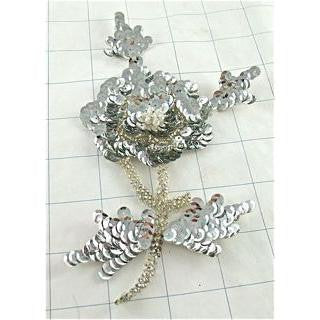 Flower with silver sequins and no beaded edges 6" x 4"