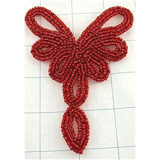Designer Motif Red Beaded 4.5" x 3.5"