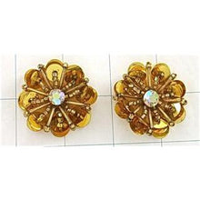 Load image into Gallery viewer, Flower Pair Gold with Rhinestone 1.5&quot; x 1.5&quot;