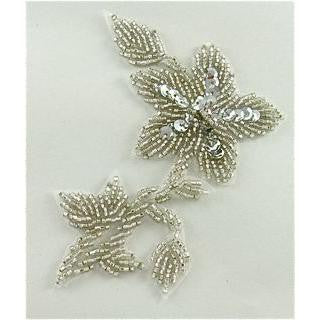 Flower with Silver Sequins and Beads 5