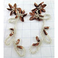 Flower Bronze with Silver Beads Pair 7.5