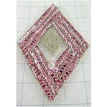 Load image into Gallery viewer, Designer Motif Pink with Silver Beaded Trim 6&quot; x 4&quot;