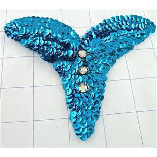 Designer Motif with Turquoise Sequins and AB Rhinestones 5" x 3.5"
