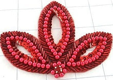 Load image into Gallery viewer, Leaf with Red Sequins and Beads with Rhinestone 4.5&quot; x 3&quot;