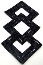 Load image into Gallery viewer, Designer Motif Three Squares Black Beaded 5&quot; x 2.5&quot;