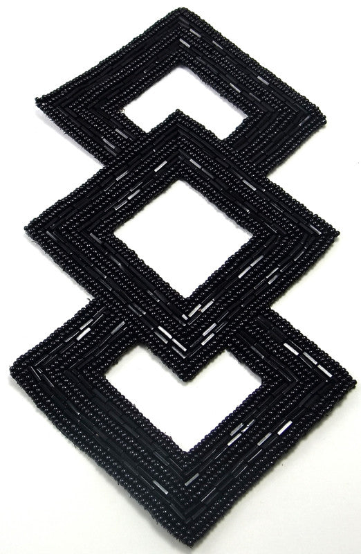Designer Motif Three Squares Black Beaded 5