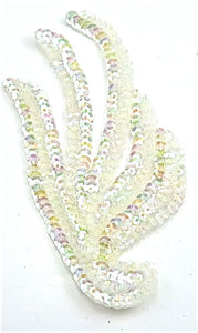 Leaf with Pure White Sequins 6" x 3"