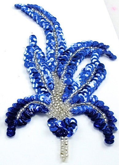 Leaf with Royal Blue Sequins and Silver Beads 6