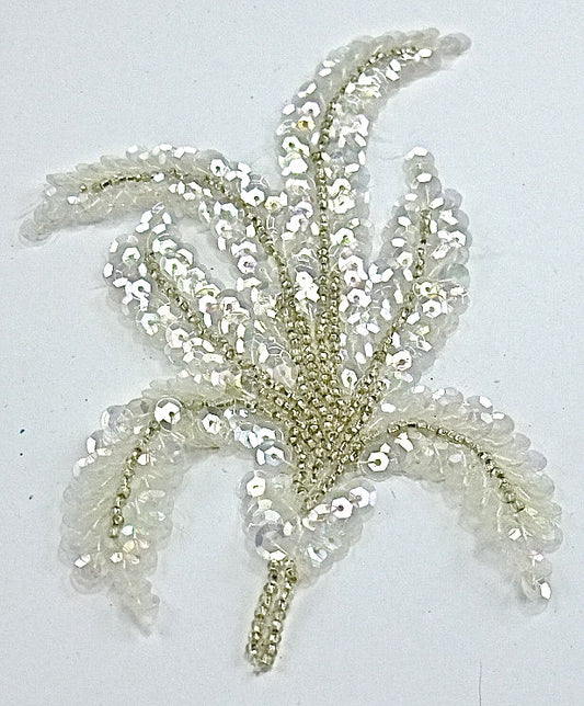 Leaf Single with Iridescent Sequins and Beads 6" x 3"