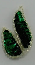 Load image into Gallery viewer, Leaf with Emerald Green Sequins Silver Beads 2&quot; x 1.25&quot;