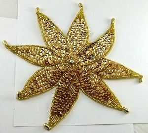 Flower with Gold Sequins and Beads 9" x 9"