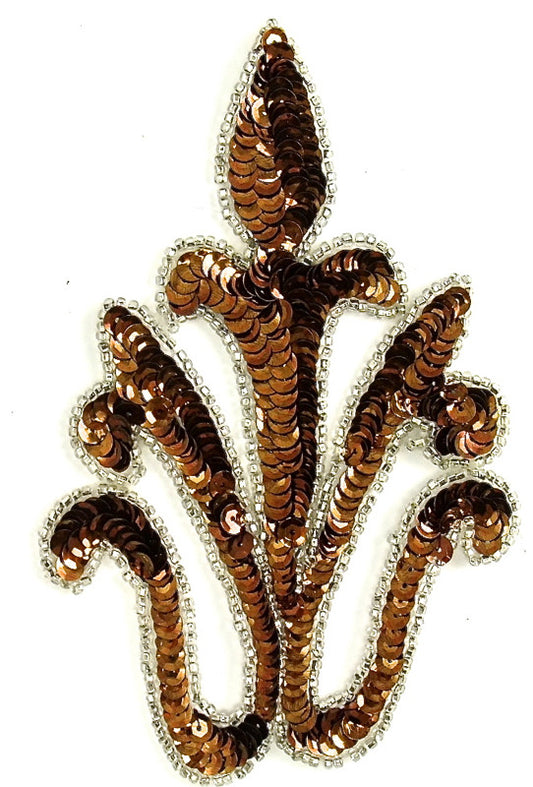 Designer Motif with Bronze Sequins and Beads 6" x 4"