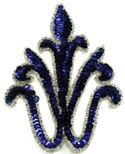Load image into Gallery viewer, Designer Motif with Dark Navy Sequins Silver Beads 4&quot; x 6&quot;