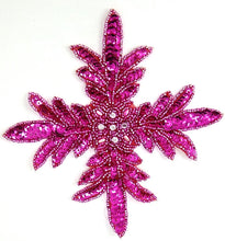 Load image into Gallery viewer, Designer Motif with Fuchsia Sequins and Beads and Rhinestones 7&quot; x 7&quot;