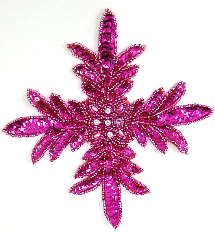 Designer Motif with Fuchsia Sequins and Beads and Rhinestones 7