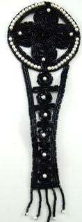 Designer Motif Black with White Beaded 9" x 3"