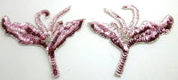 Designer Motif Dancing Leaf with Pink Sequins and Beads 7