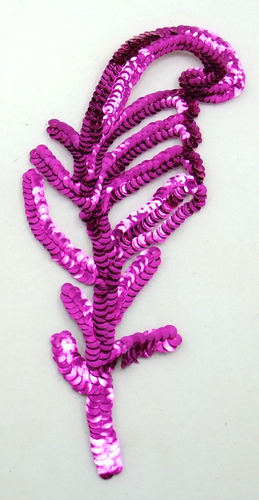 Design Motif Leaf Fuchsia Sequins and Beads 9" x 3"