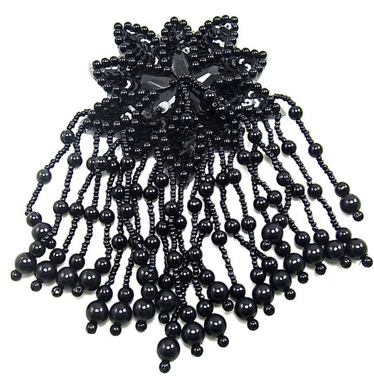 Epaulet with Black Sequins and Beads 5.5" x 4.5"