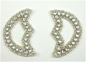 Designer Motif Rhinestone and Beads Pair 2.5" x 1.5"