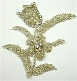 Flower Silver with Beads and Rhinestones 5