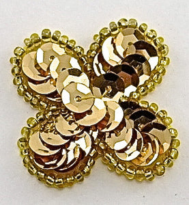 Flower with Gold Sequins and Beads 1.25" x 1.25"