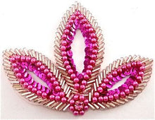 Load image into Gallery viewer, Leaf with Fuchsia Sequins and Beads with Rhinestone 4.5&quot; x 3&quot;