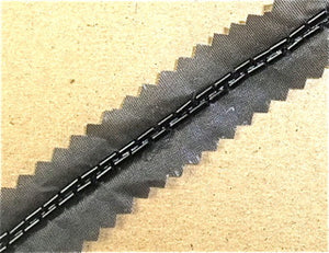 Trim with Two Rows of Black Beads on Netting 1/16" Wide, Sold by the Yard