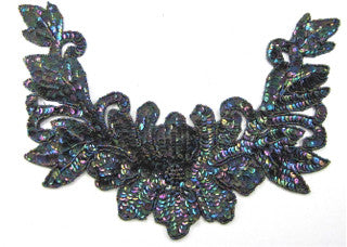 Designer Flower Motif Neckline with Moonlight Sequins and Beads 9