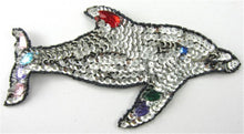 Load image into Gallery viewer, Dolphin with Silver Sequins and Beads 4&quot; x 6.5&quot;