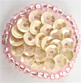Dot or Circle with Creamy Sequins and Pink Beads .75"