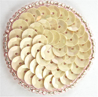 Dot with Pink Beads and lite Peach Sequins 1"