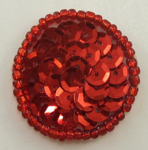 Dot with Red Sequins and Beads 1"