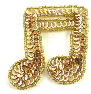 Double Note Gold Beads and Sequins 2.5" x 2.5"
