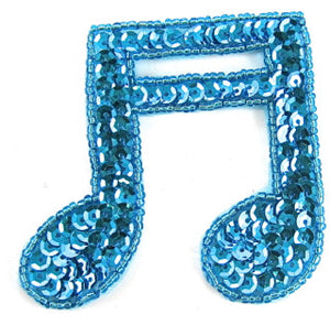 Double Note turquoise Beads and Sequins 3" x 3"