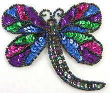 Load image into Gallery viewer, Dragonfly MultiColored Sequins and Beads 3.5&quot; x 4&quot;