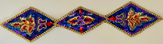 Designer Motif Triple Multi-Colored Diamonds 12"