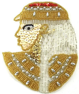 Egyptian Pharaoh with Gold Silver Sequins and Beads 5.5" x 4.5"