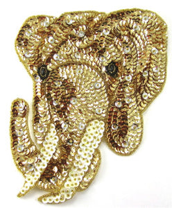 Elephant Gold Sequins and Beads 3.5" x 2.5"