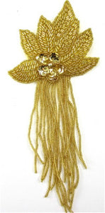 Epaulet Leaf and Flower Gold Sequins and Beads 9" x 4"