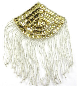 Epaulet with Gold Sequins and Silver Beads 3.25" x 3