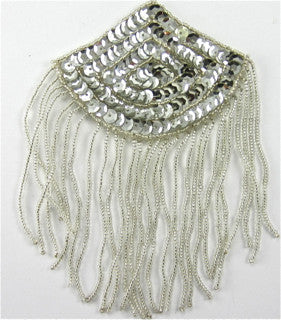 Epaulet with Silver Sequins and Silver Beads 5.5" x 3.5"