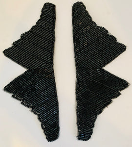 Designer Motif Pair with Black Beads 7" x 2.5"