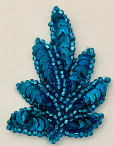 Leaf single Sequin Turquoise, 2" x 1.5"