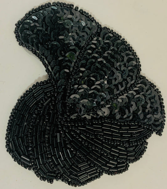 Designer Motif Sea Shell Black all Beaded 4.5" x 4.5"